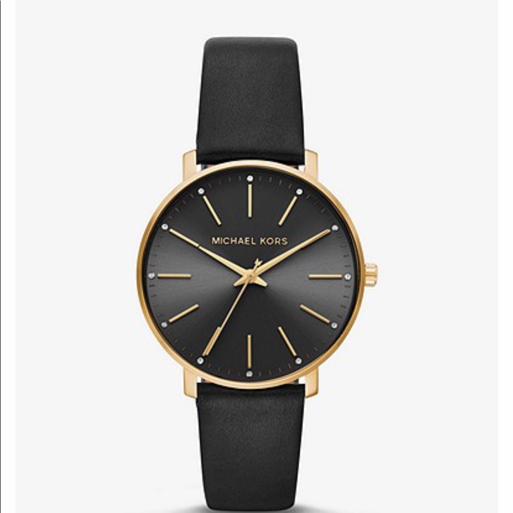 Micheal Kors black leather watch